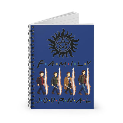 SPN Family Rift Travelers Spiral Journal | 6x8 Notebook | Found Family TV-Inspired | 118 Ruled Pages | Dark Blue Cover