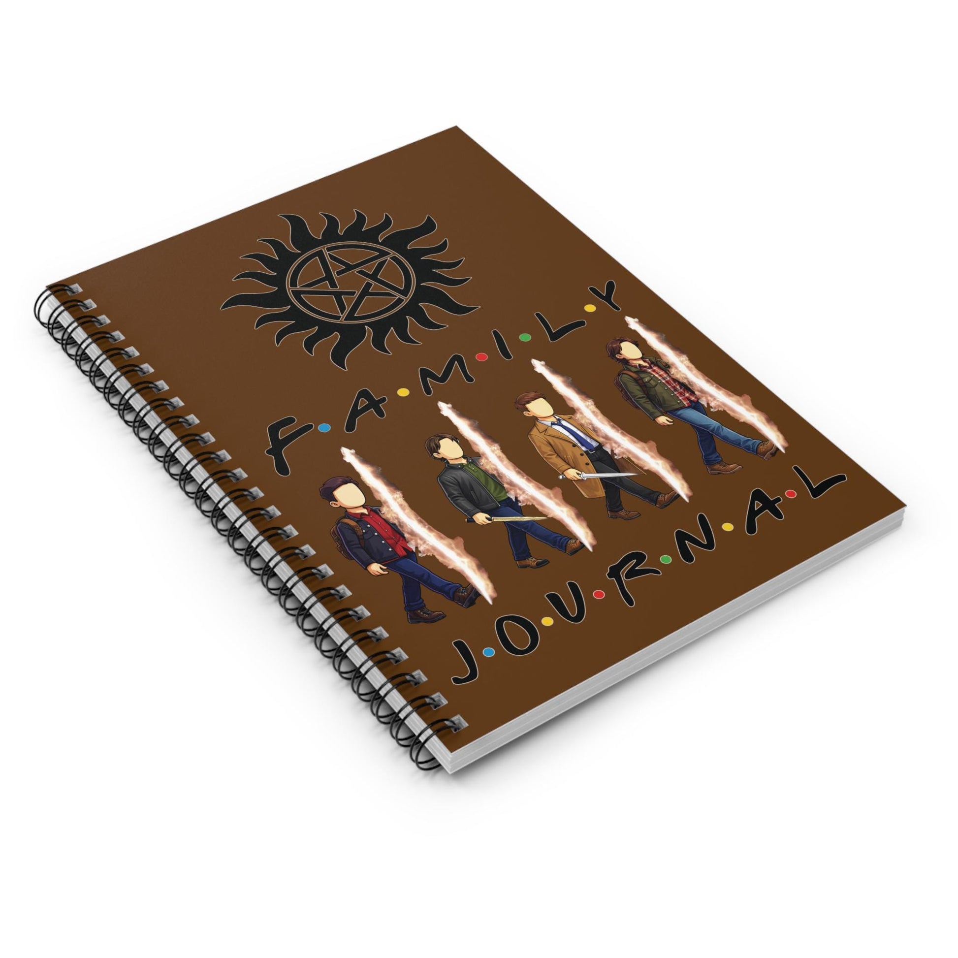 SPN Family Rift Travelers Spiral Journal | 6x8 Notebook | Found Family TV-Inspired | 118 Ruled Pages | Brown Cover