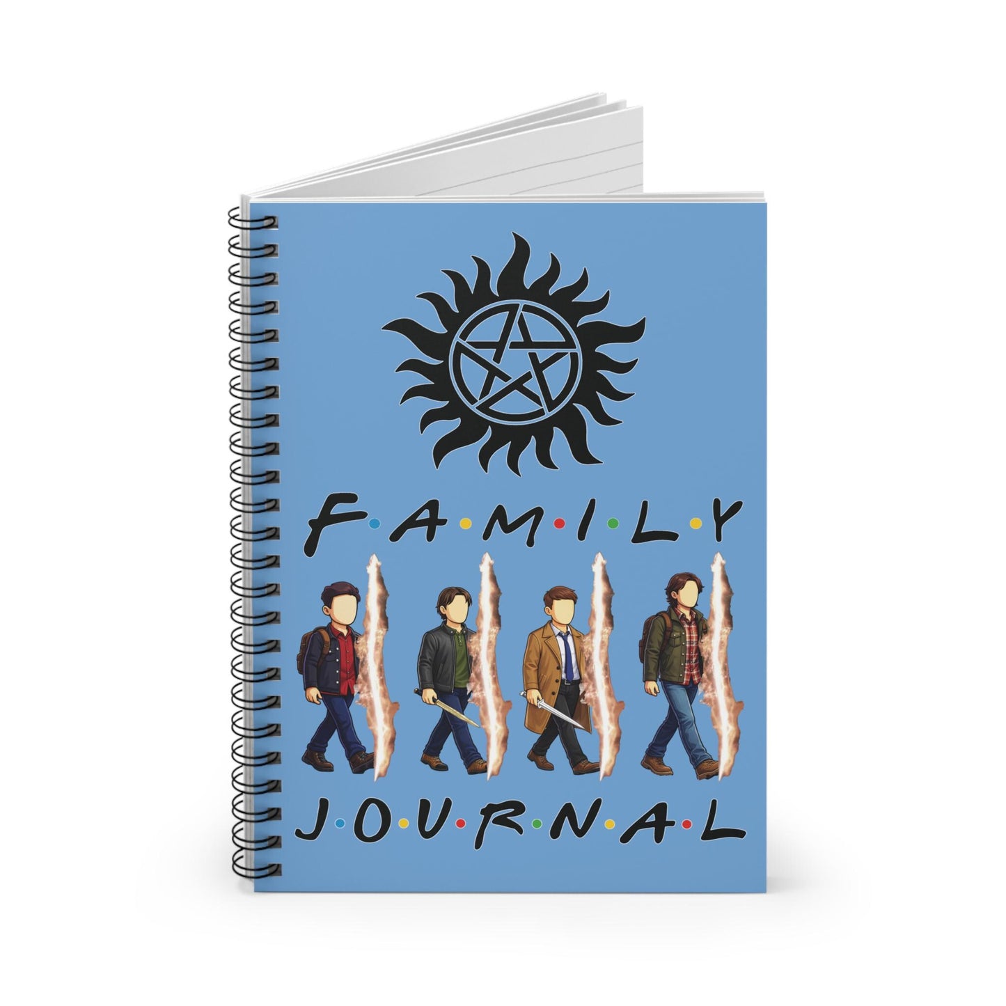 SPN Family Rift Travelers Spiral Journal | 6x8 Notebook | Found Family TV-Inspired | 118 Ruled Pages | Light Blue Cover