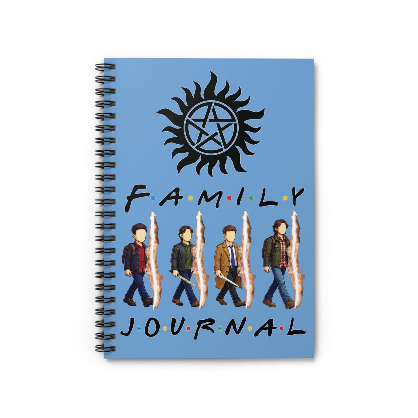 SPN Family Rift Travelers Spiral Journal | 6x8 Notebook | Found Family TV-Inspired | 118 Ruled Pages | Light Blue Cover