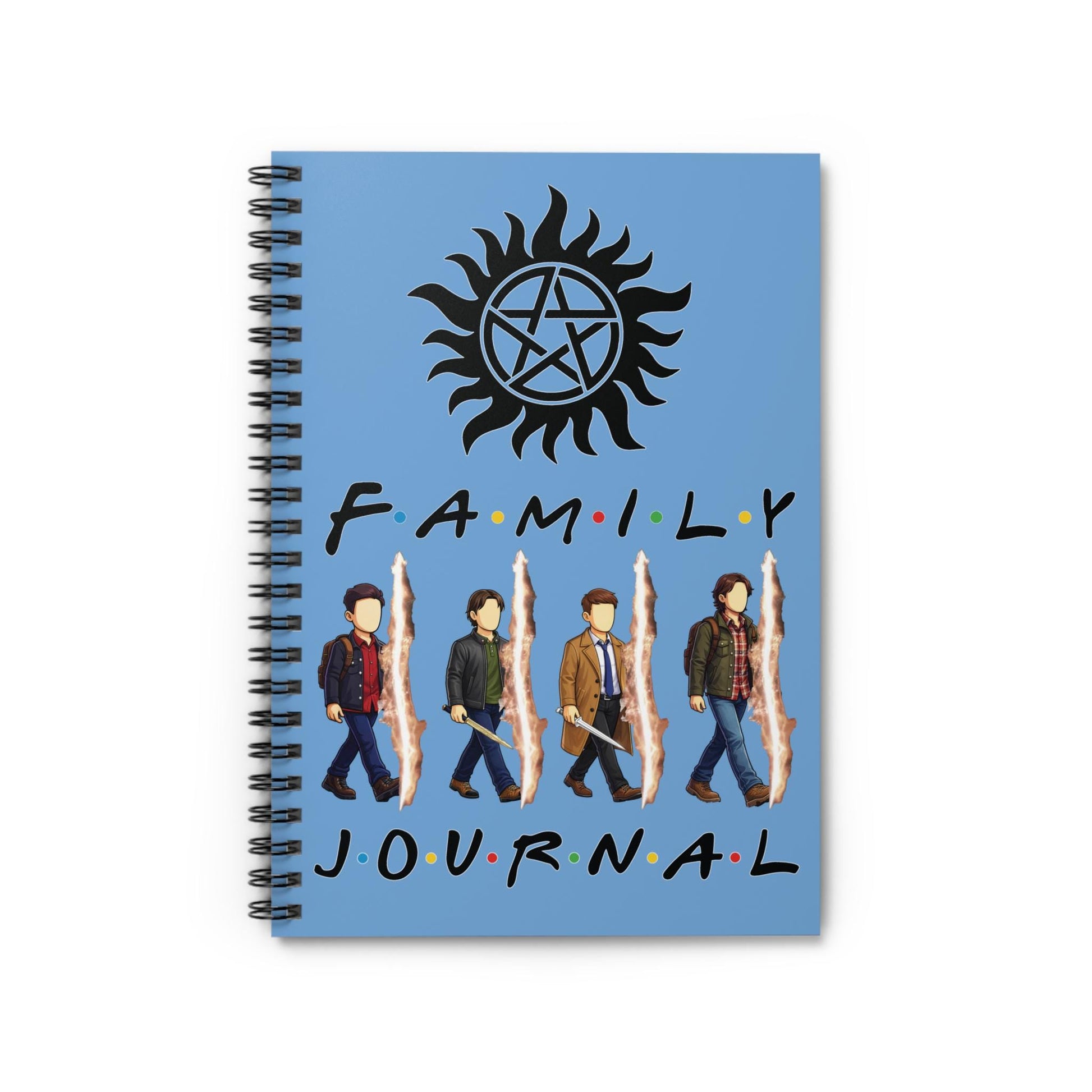 SPN Family Rift Travelers Spiral Journal | 6x8 Notebook | Found Family TV-Inspired | 118 Ruled Pages | Light Blue Cover