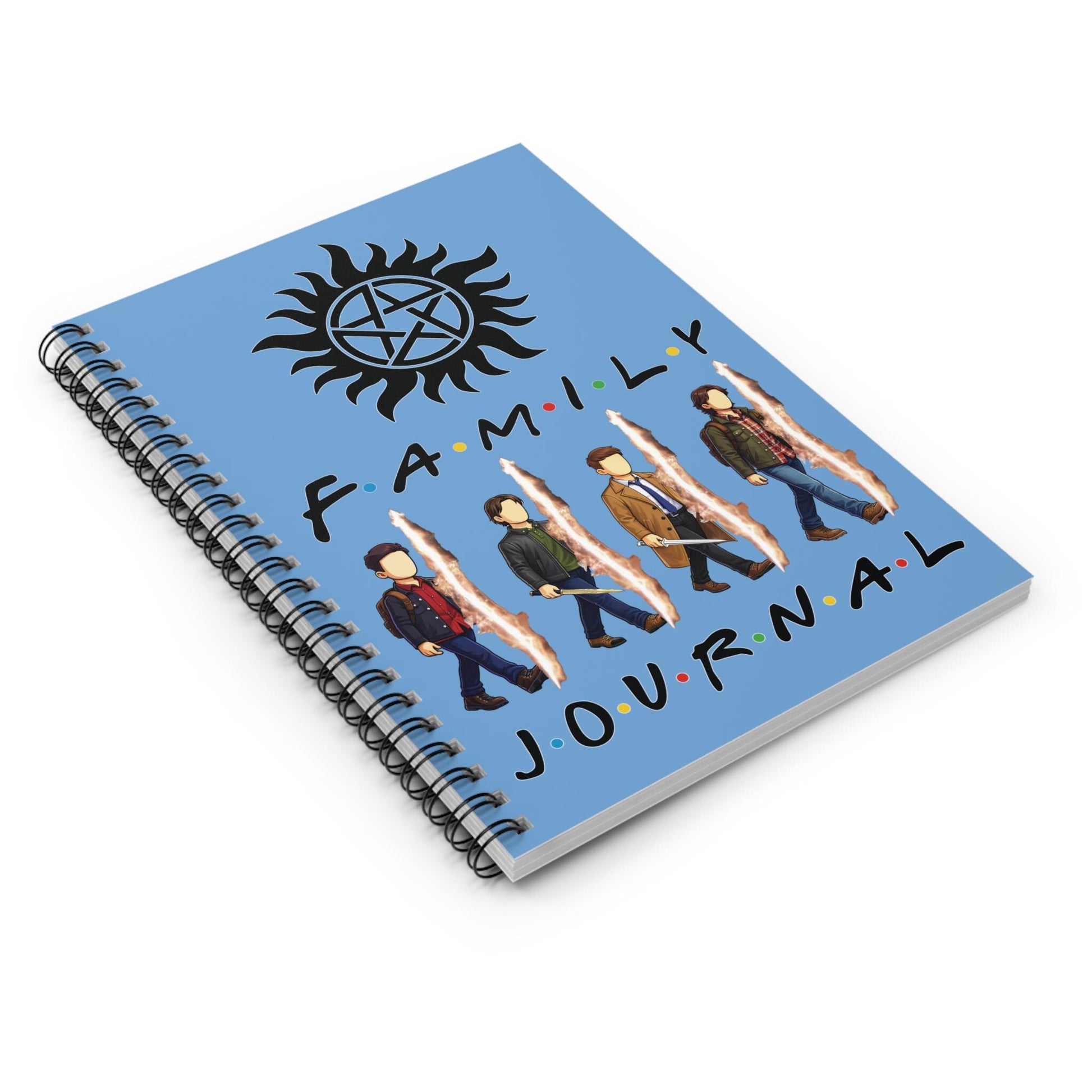 SPN Family Rift Travelers Spiral Journal | 6x8 Notebook | Found Family TV-Inspired | 118 Ruled Pages | Light Blue Cover