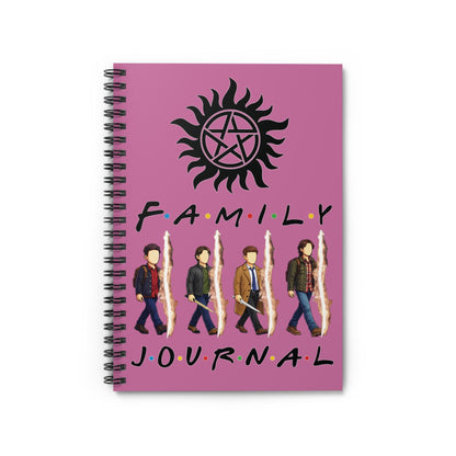 SPN Family Rift Travelers Spiral Journal | 6x8 Notebook | Found Family TV-Inspired | 118 Ruled Pages | Pink Cover
