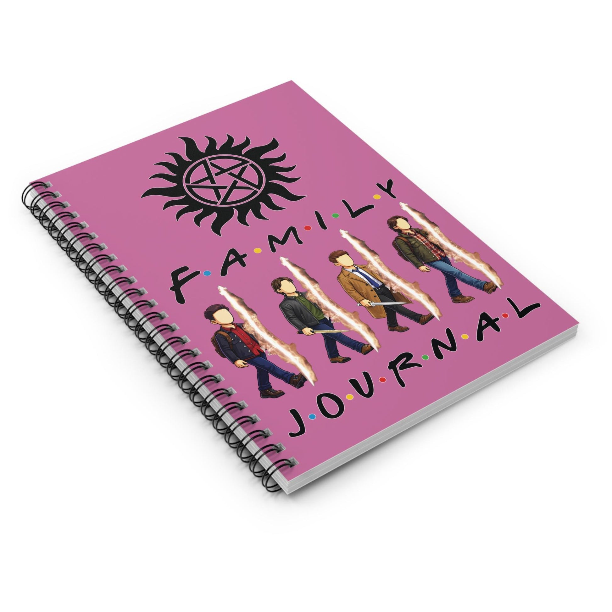 SPN Family Rift Travelers Spiral Journal | 6x8 Notebook | Found Family TV-Inspired | 118 Ruled Pages | Pink Cover