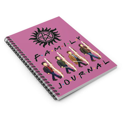 SPN Family Rift Travelers Spiral Journal | 6x8 Notebook | Found Family TV-Inspired | 118 Ruled Pages | Pink Cover
