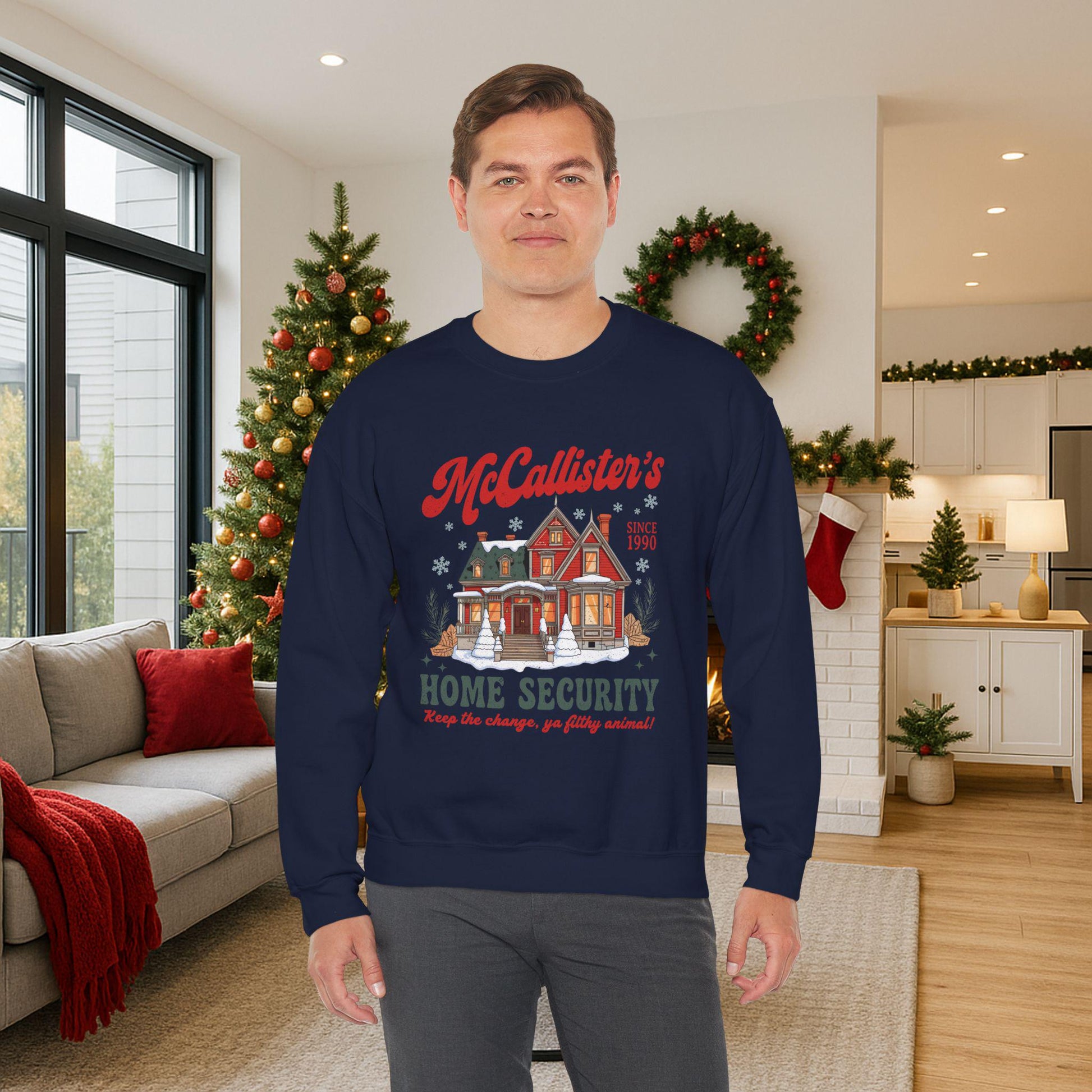 McCallisters Home Security Sweatshirt | Home Alone Inspired Christmas Sweater | Funny 90s Holiday Movie Shirt