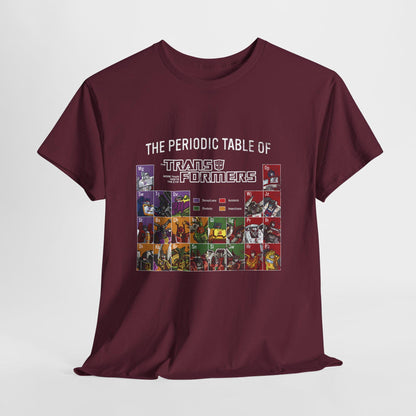 Transformers Periodic Table Shirt | Autobot Decepticon Chart Tee | Retro 80s Robot Science Parody T-Shirt