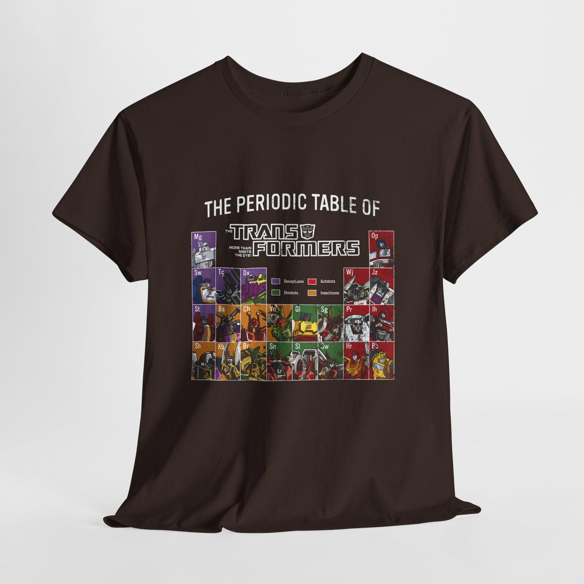 Transformers Periodic Table Shirt | Autobot Decepticon Chart Tee | Retro 80s Robot Science Parody T-Shirt