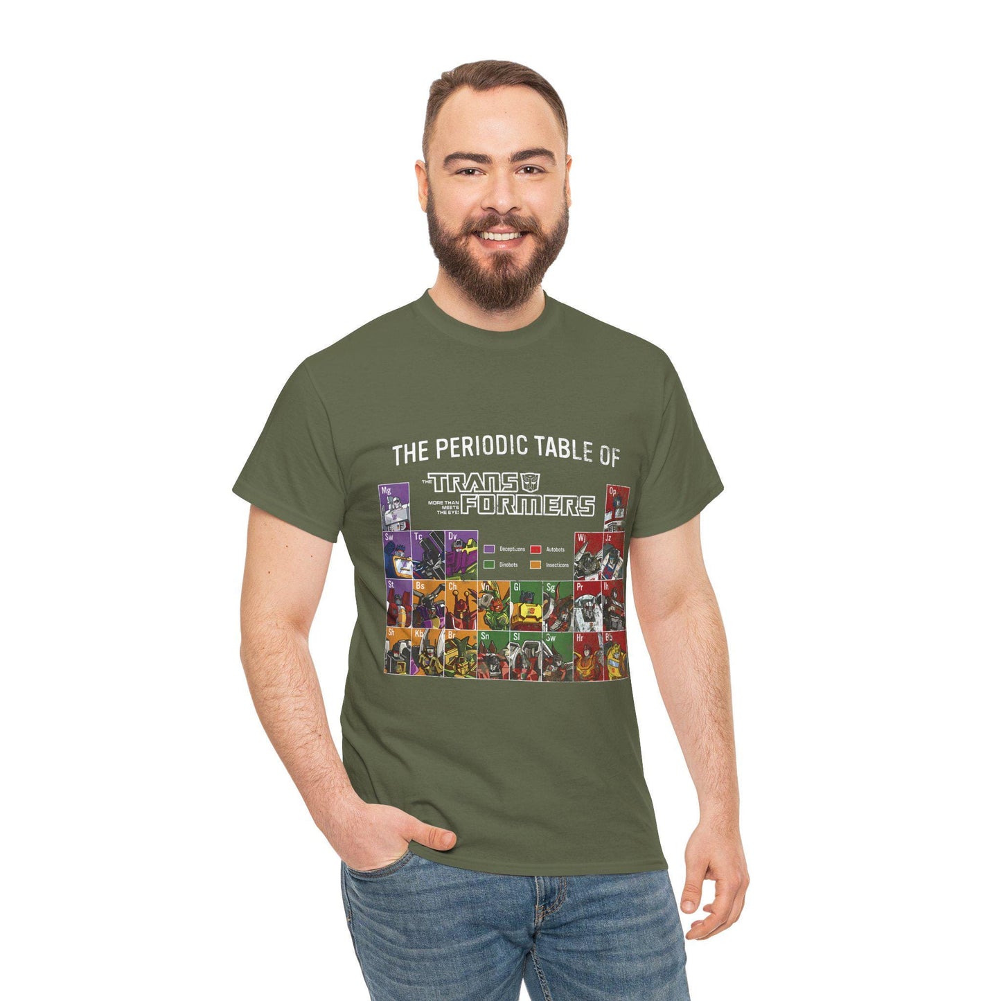 Transformers Periodic Table Shirt | Autobot Decepticon Chart Tee | Retro 80s Robot Science Parody T-Shirt