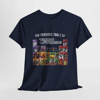 Transformers Periodic Table Shirt | Autobot Decepticon Chart Tee | Retro 80s Robot Science Parody T-Shirt