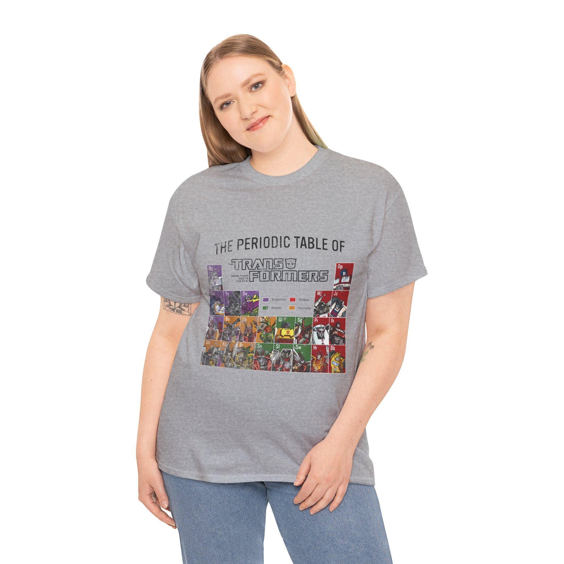 Transformers Periodic Table Shirt Light Edition | Autobot Decepticon Chart Tee | Retro 80s Robot Science Parody T-Shirt