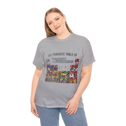 Transformers Periodic Table Shirt Light Edition | Autobot Decepticon Chart Tee | Retro 80s Robot Science Parody T-Shirt