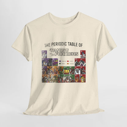 Transformers Periodic Table Shirt Light Edition | Autobot Decepticon Chart Tee | Retro 80s Robot Science Parody T-Shirt