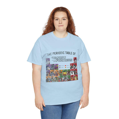 Transformers Periodic Table Shirt Light Edition | Autobot Decepticon Chart Tee | Retro 80s Robot Science Parody T-Shirt