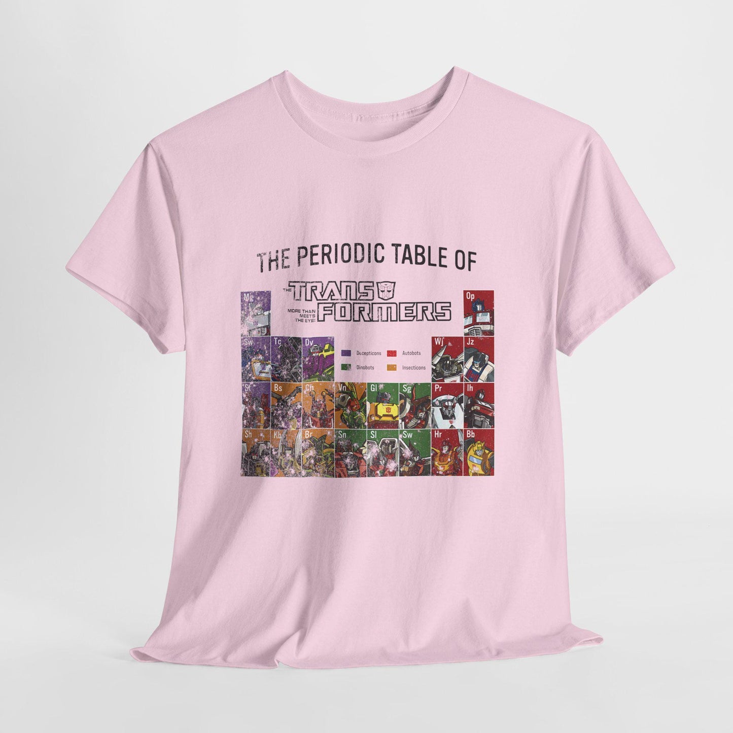 Transformers Periodic Table Shirt Light Edition | Autobot Decepticon Chart Tee | Retro 80s Robot Science Parody T-Shirt