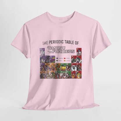 Transformers Periodic Table Shirt Light Edition | Autobot Decepticon Chart Tee | Retro 80s Robot Science Parody T-Shirt
