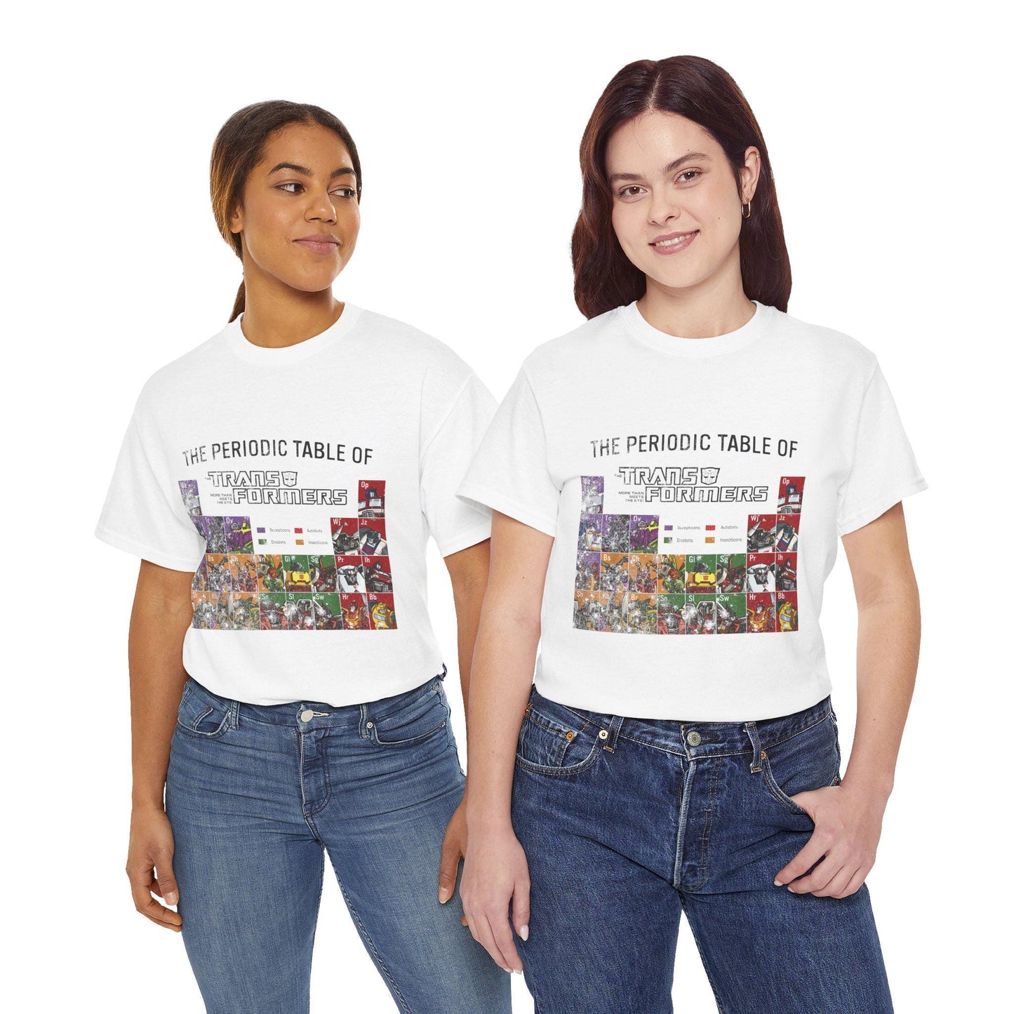 Transformers Periodic Table Shirt Light Edition | Autobot Decepticon Chart Tee | Retro 80s Robot Science Parody T-Shirt