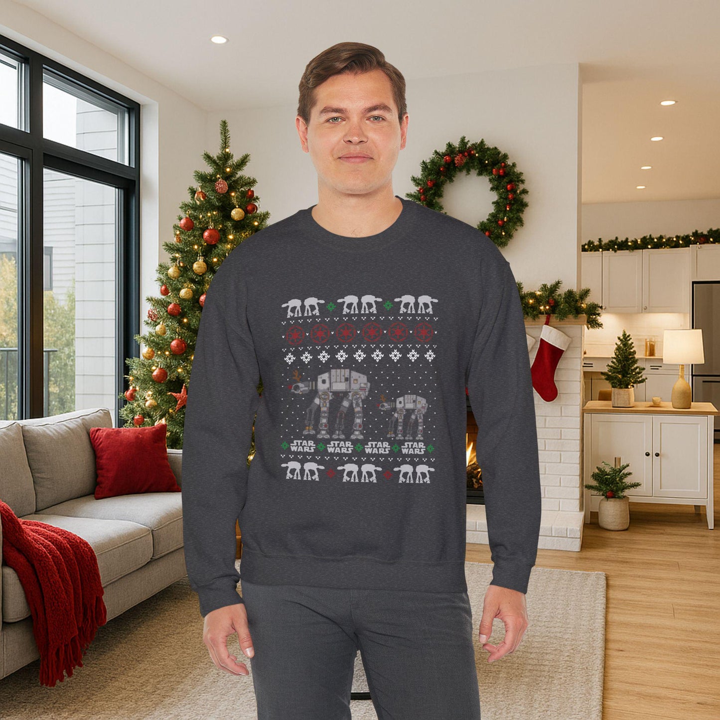 Imperial Walker Christmas Sweatshirt | Ugly Sci Fi Holiday Sweater | Retro Fan Art Christmas Shirt