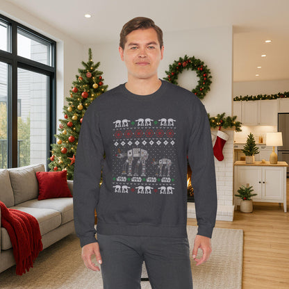 Imperial Walker Christmas Sweatshirt | Ugly Sci Fi Holiday Sweater | Retro Fan Art Christmas Shirt