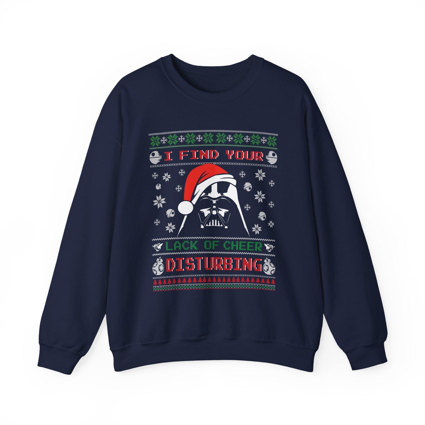 Darth Vader Lack of Cheer Christmas Sweatshirt | Star Wars Parody Ugly Christmas Sweater | Retro Sci Fi Holiday Shirt