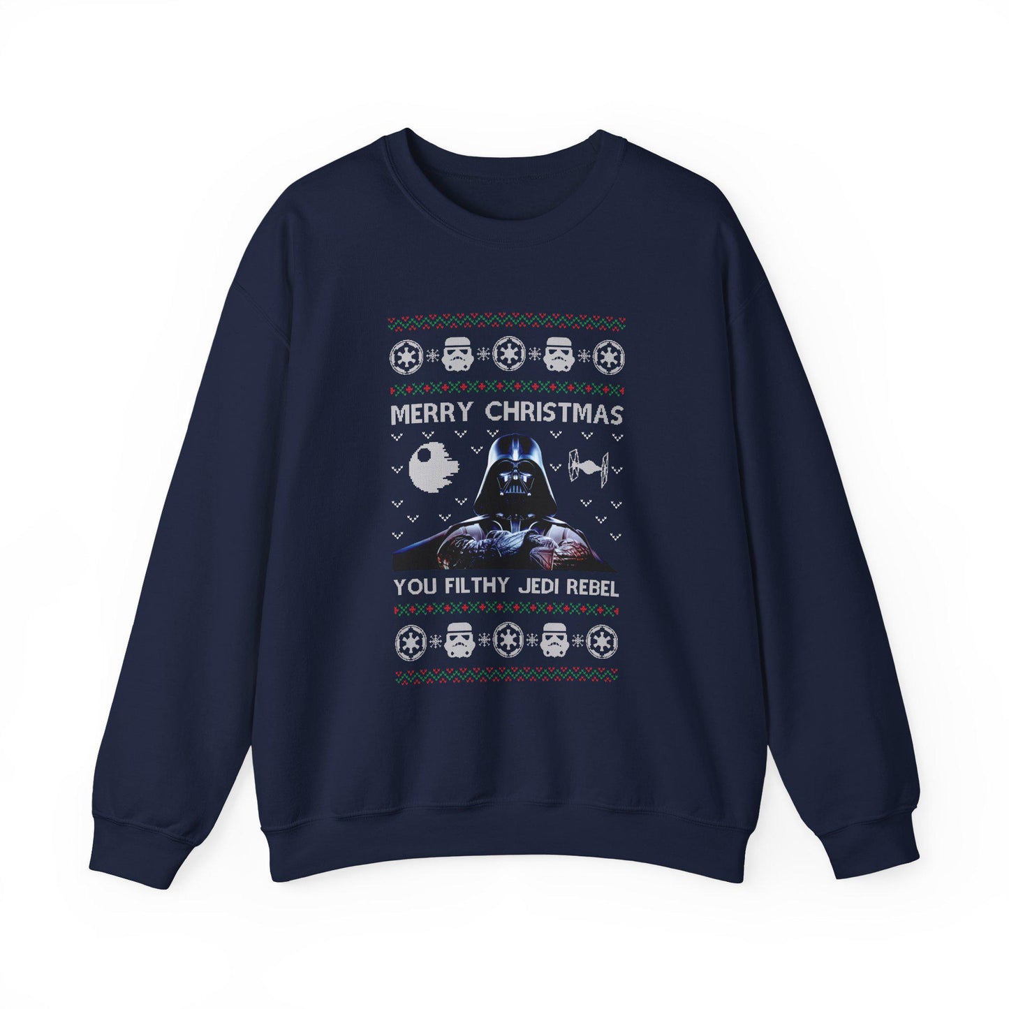 Darth Vader You Filthy Jedi Rebel Ugly Christmas Sweatshirt | Star Wars Parody Holiday Sweater | Retro Galactic Fleece Crewneck