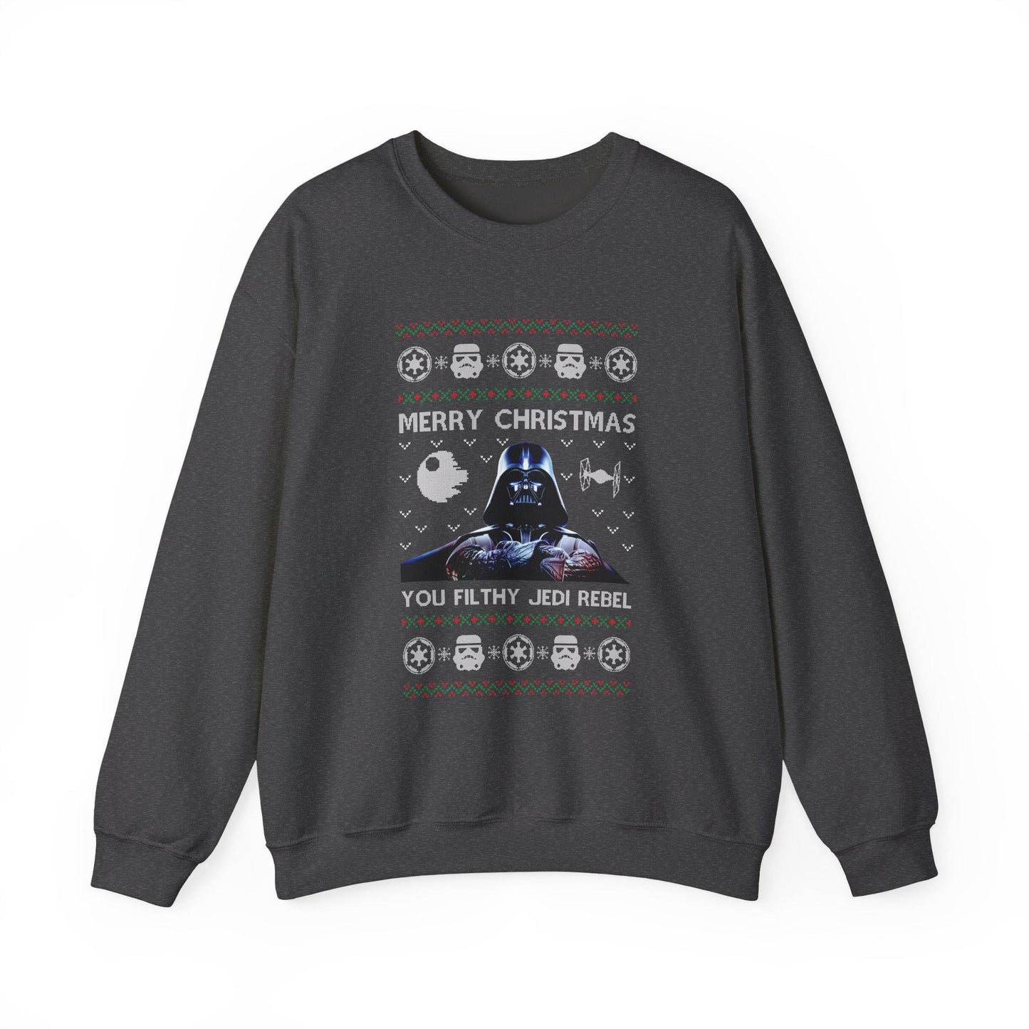 Darth Vader You Filthy Jedi Rebel Ugly Christmas Sweatshirt | Star Wars Parody Holiday Sweater | Retro Galactic Fleece Crewneck