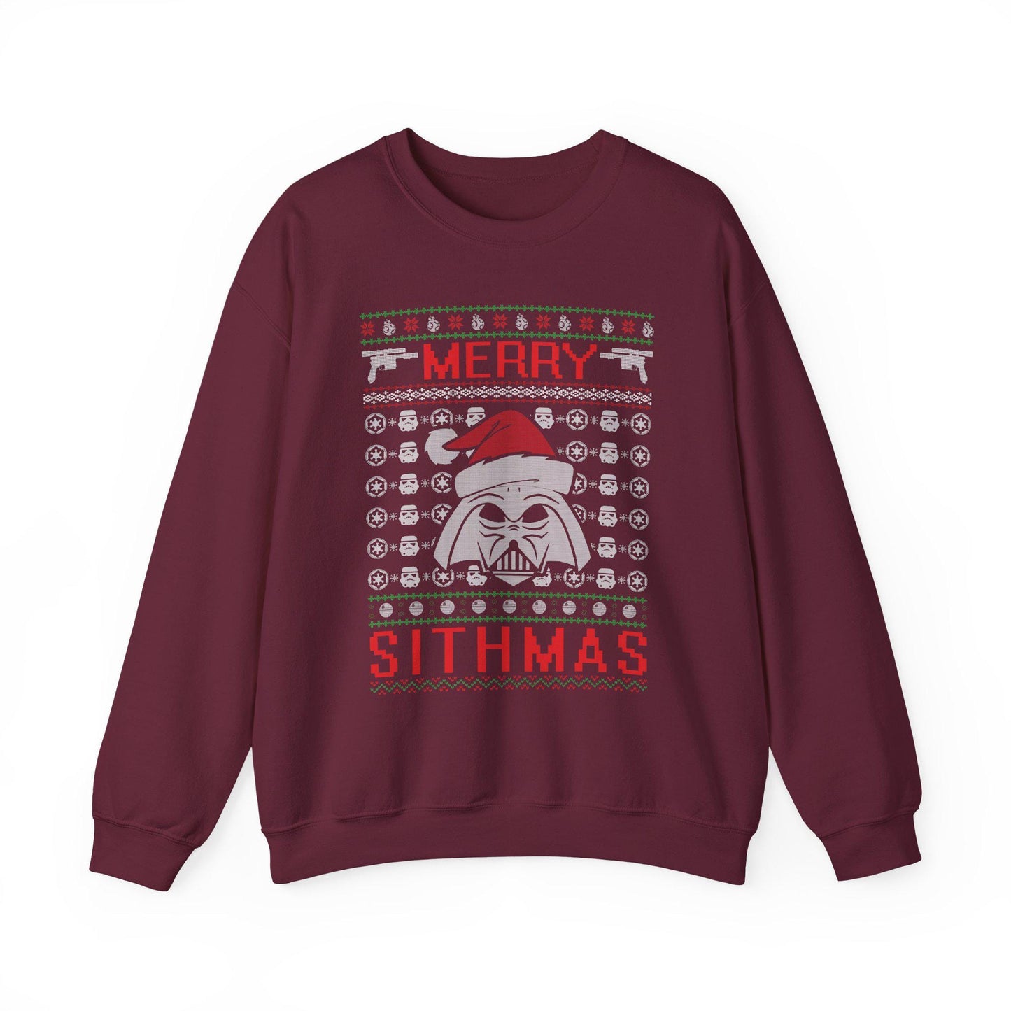 Merry Sithmas Darth Vader Ugly Christmas Sweatshirt | Star Wars Parody Holiday Sweater | Retro Galactic Fleece Crewneck