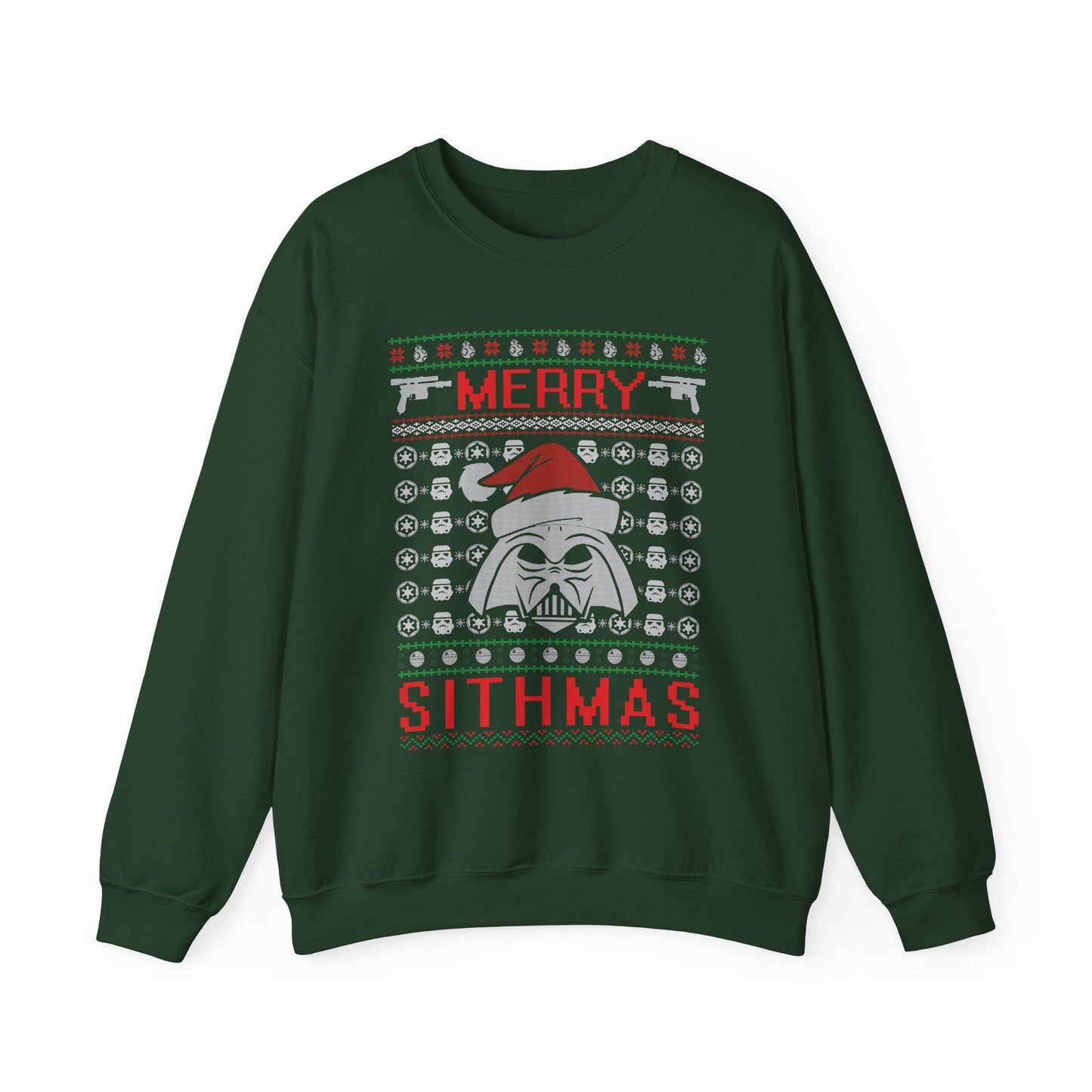 Merry Sithmas Darth Vader Ugly Christmas Sweatshirt | Star Wars Parody Holiday Sweater | Retro Galactic Fleece Crewneck