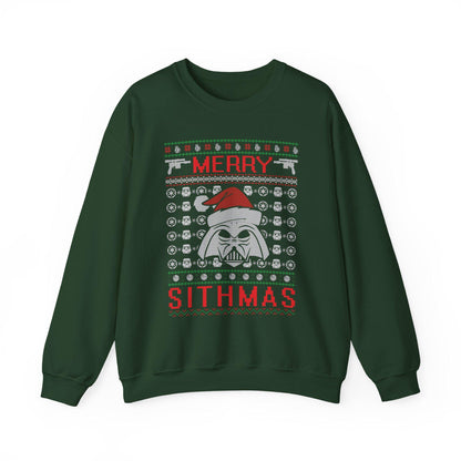 Merry Sithmas Darth Vader Ugly Christmas Sweatshirt | Star Wars Parody Holiday Sweater | Retro Galactic Fleece Crewneck