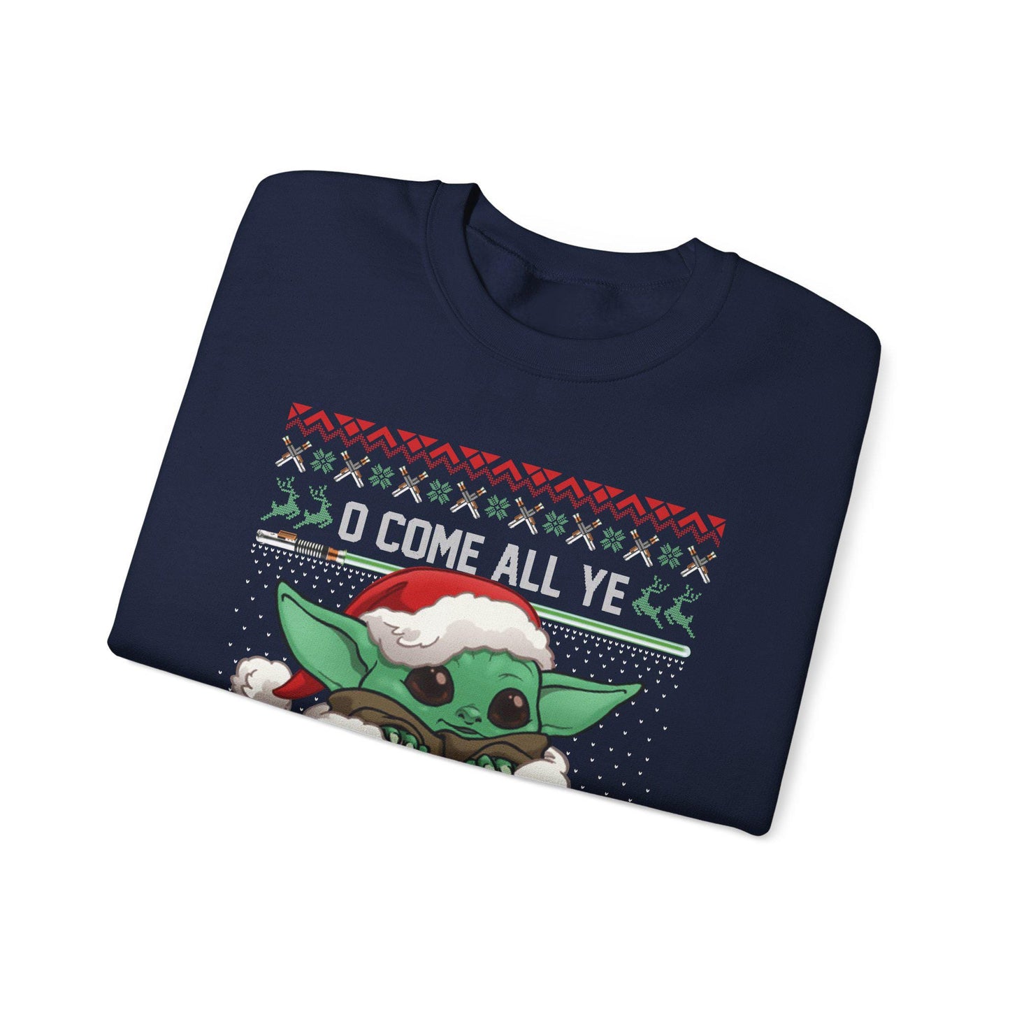 Baby Yoda Merry Forcemas Sweatshirt | Star Wars Grogu Ugly Christmas Sweater | Retro Galactic Holiday Crewneck