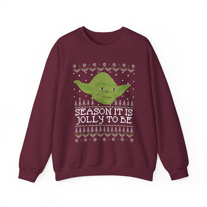 Yoda Christmas Sweatshirt | Season It Is Jolly To Be | Star Wars Ugly Christmas Sweater