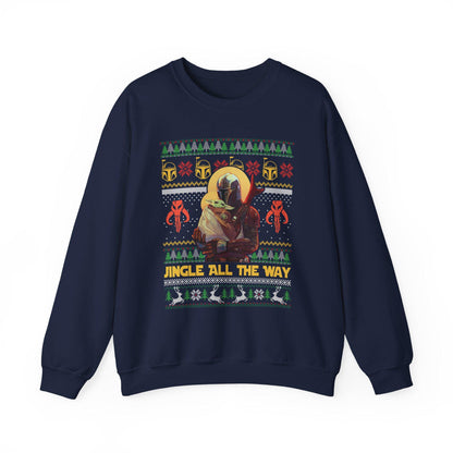 Mandalorian & Baby Yoda Christmas Sweatshirt | Mando and Grogu Ugly Christmas Sweater | Star Wars Holiday Sweatshirt