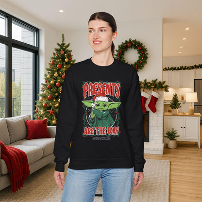 Baby Yoda Presents Are The Way Sweatshirt | Star Wars Ugly Christmas Sweater | Grogu Holiday Gift Top