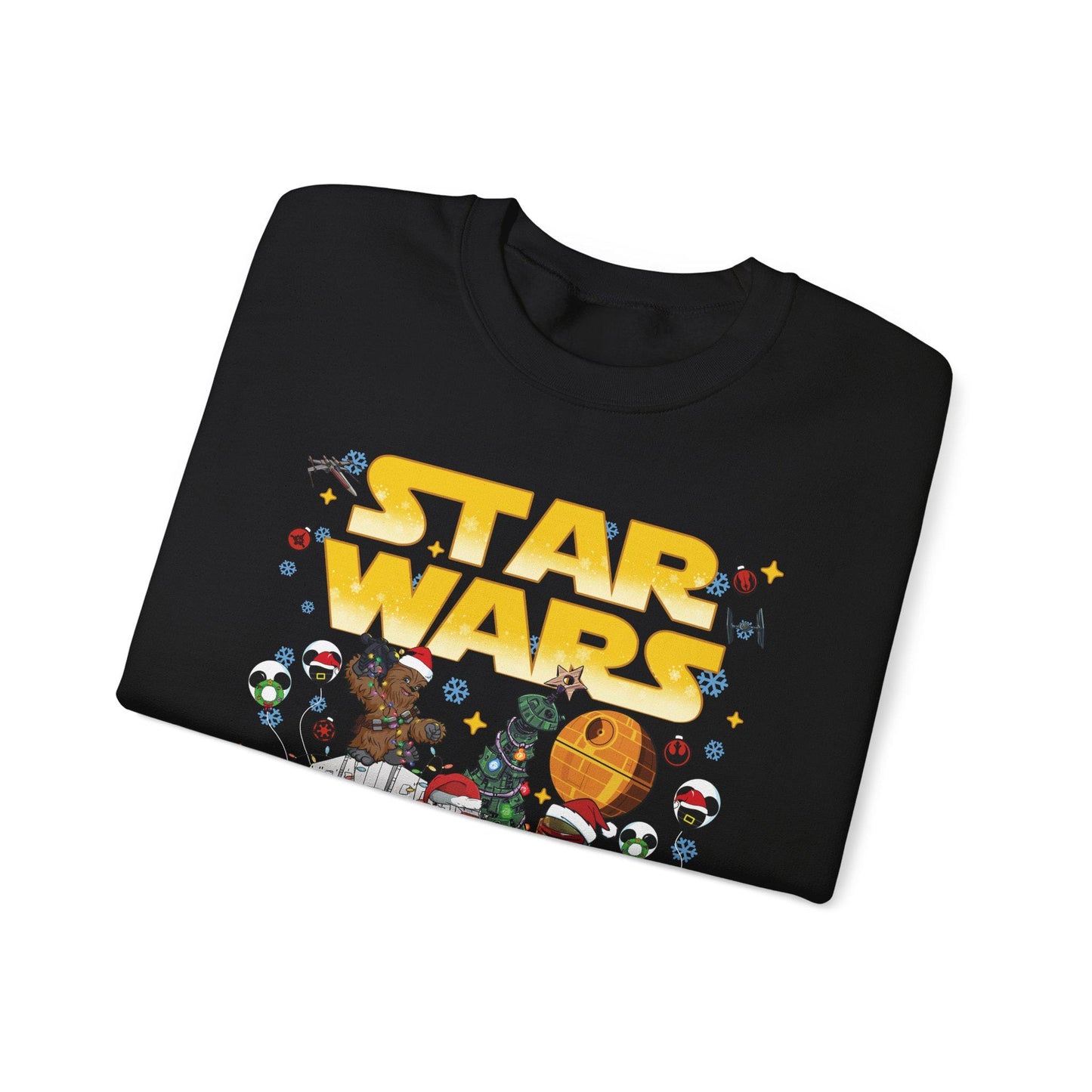 Star Wars Christmas Collage Sweatshirt | Retro Galaxy Holiday Unisex Crewneck | Nerdy Sci-Fi Ugly Christmas Sweater