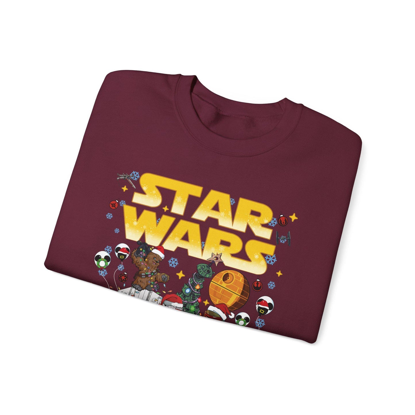 Star Wars Christmas Collage Sweatshirt | Retro Galaxy Holiday Unisex Crewneck | Nerdy Sci-Fi Ugly Christmas Sweater