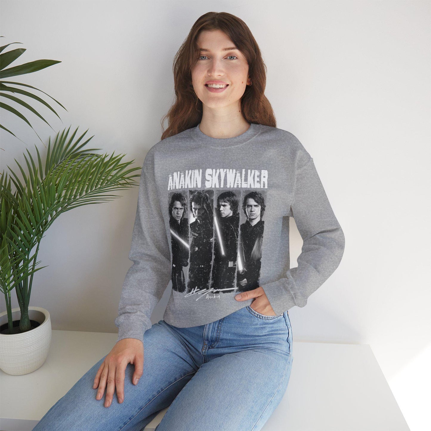 Anakin Skywalker Vintage Sweatshirt | Retro Star Wars Prequel Crewneck | Dark Side Jedi Fan Unisex Pullover