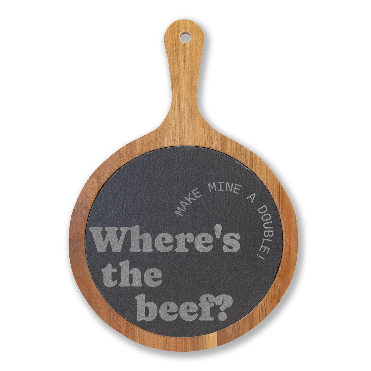 Wheres the Beef? Engraved Charcuterie Board with Slate Insert | Funny Serving Board | Acacia Wood Cheese Board Gift