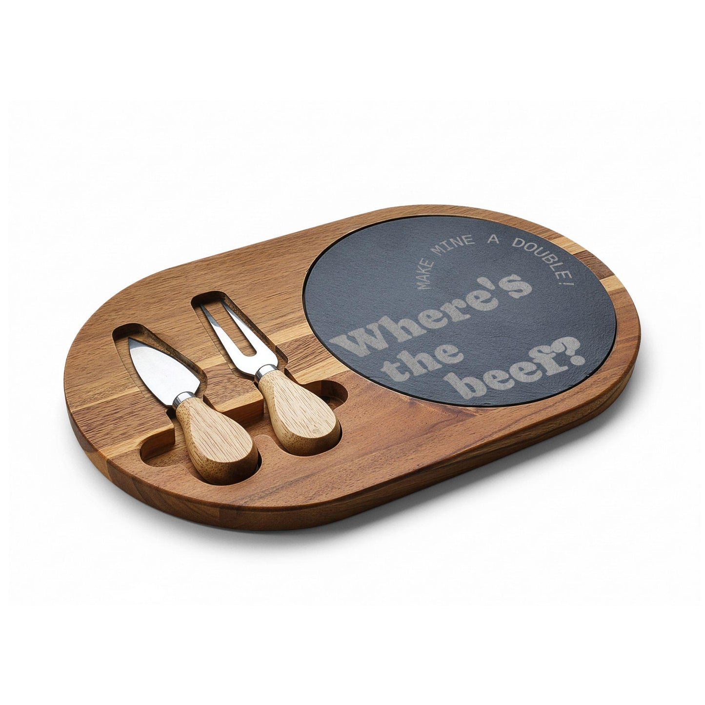 Wheres the Beef? Engraved Charcuterie Board with Slate Insert | Funny Serving Board | Acacia Wood Cheese Board Gift