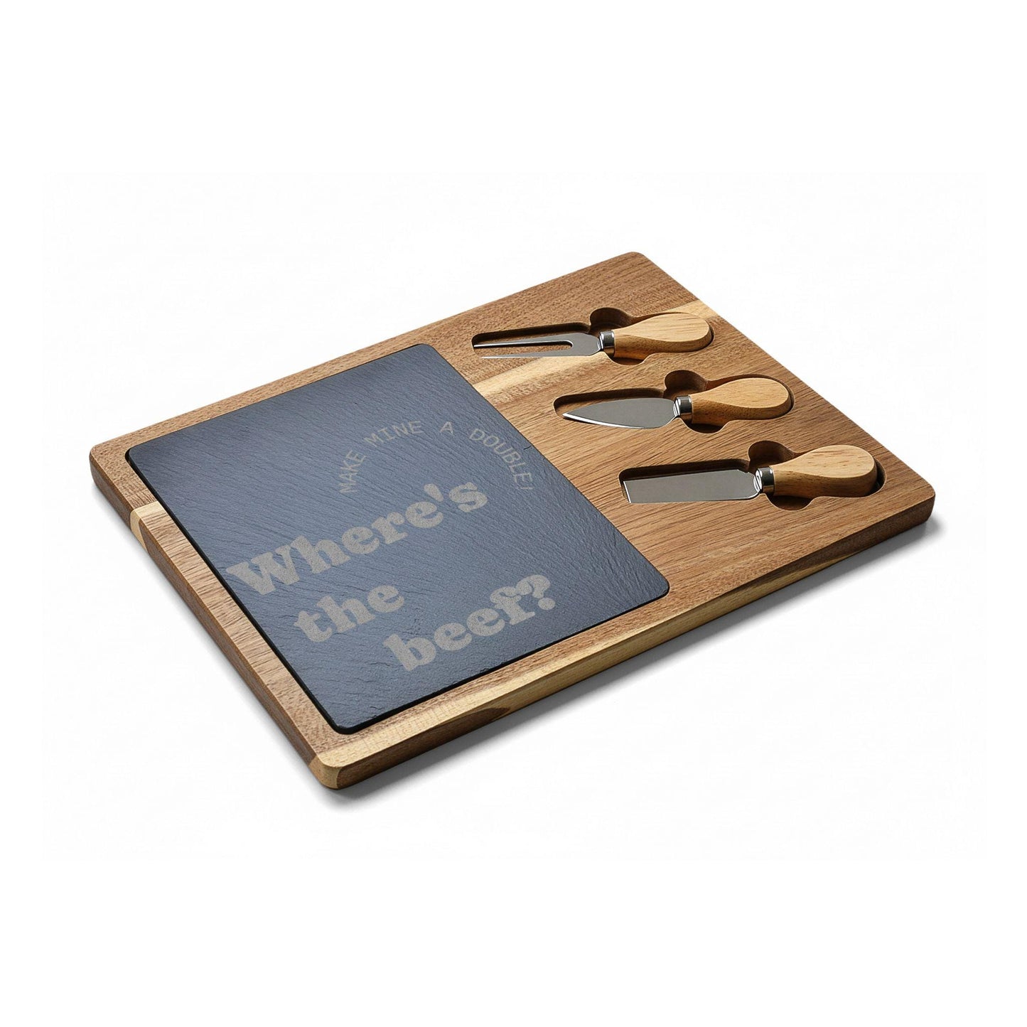 Wheres the Beef? Engraved Charcuterie Board with Slate Insert | Funny Serving Board | Acacia Wood Cheese Board Gift