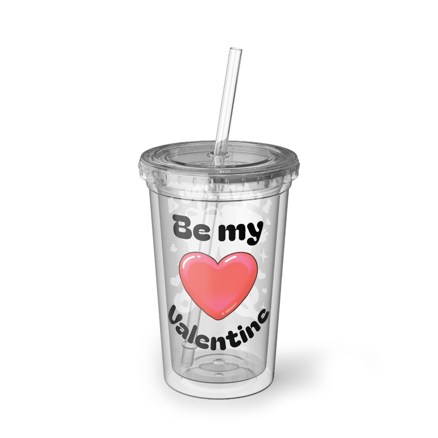 Valentine Acrylic Tumbler Cup | I Love You a Latte Cute Couple Design | Be My Valentine Heart Cup | Clear Cold Cup With Lid Straw