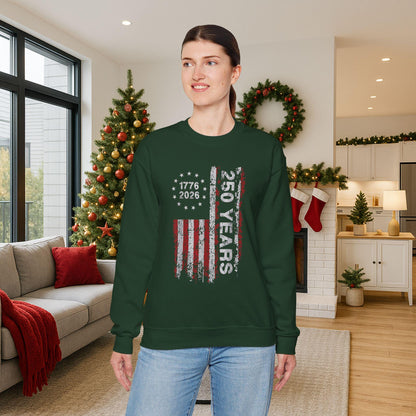250th Anniversary Sweatshirt | 1776 2026 Patriotic Crewneck | Vintage USA Flag Pullover | America 250 Years Gift