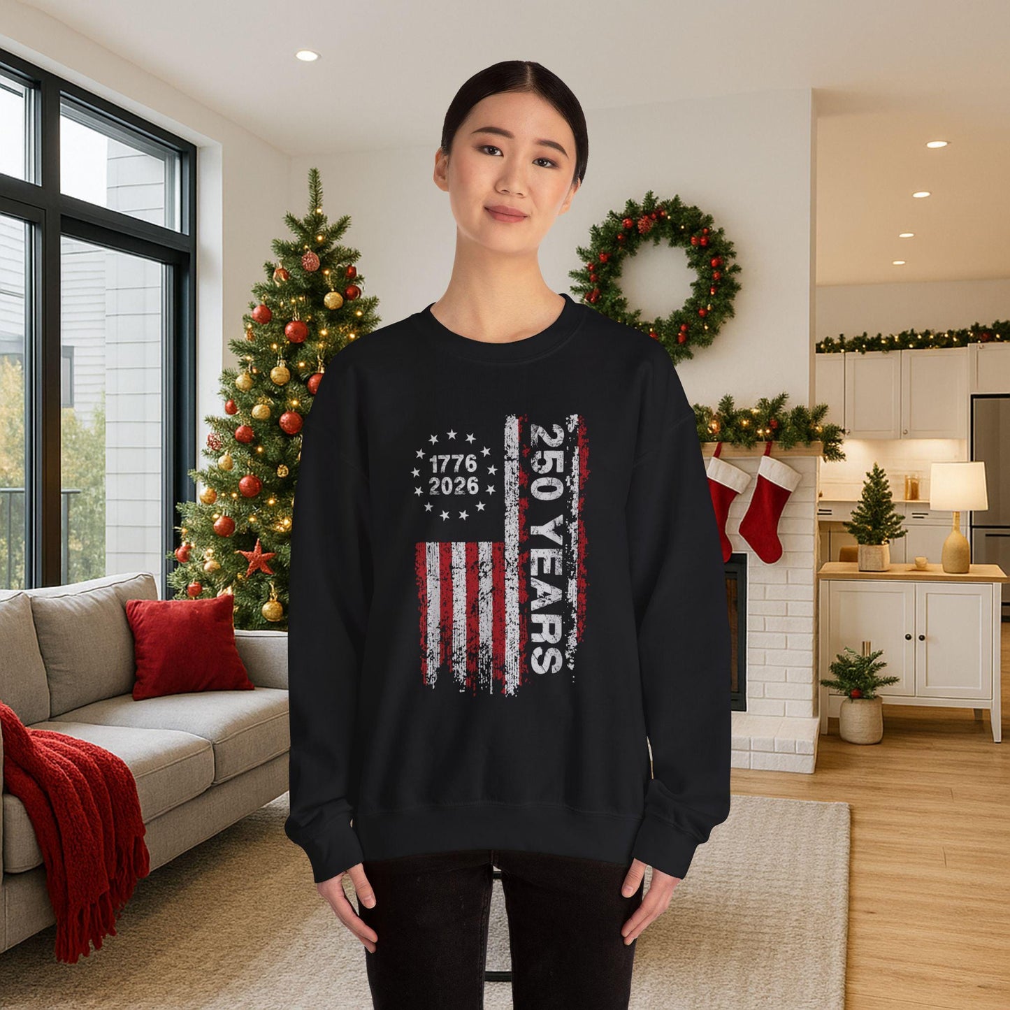 250th Anniversary Sweatshirt | 1776 2026 Patriotic Crewneck | Vintage USA Flag Pullover | America 250 Years Gift