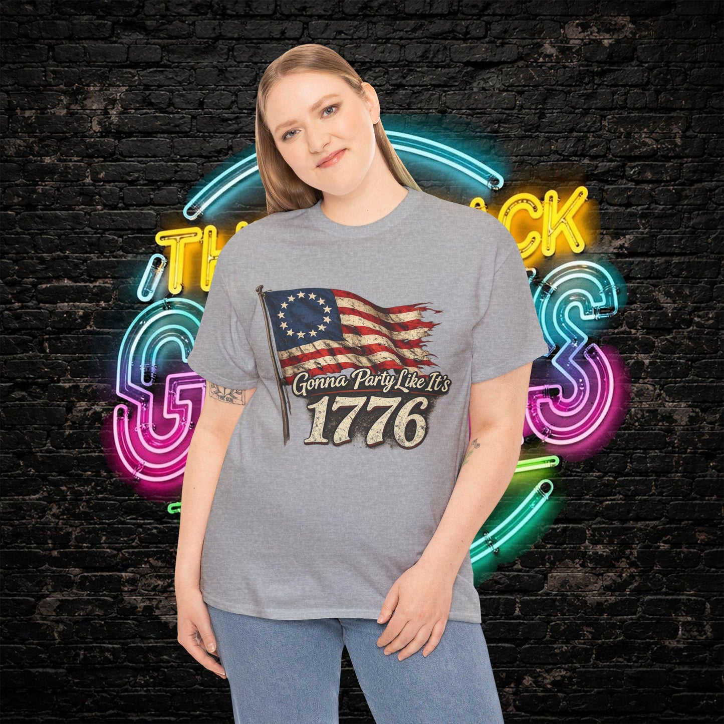 Gonna Party Like Its 1776 Tee Shirt | Distressed Betsy Ross Flag | Patriotic Vintage USA Tee | 4th of July Shirt | Gildan 5000