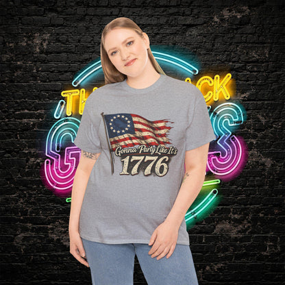 Gonna Party Like Its 1776 Tee Shirt | Distressed Betsy Ross Flag | Patriotic Vintage USA Tee | 4th of July Shirt | Gildan 5000