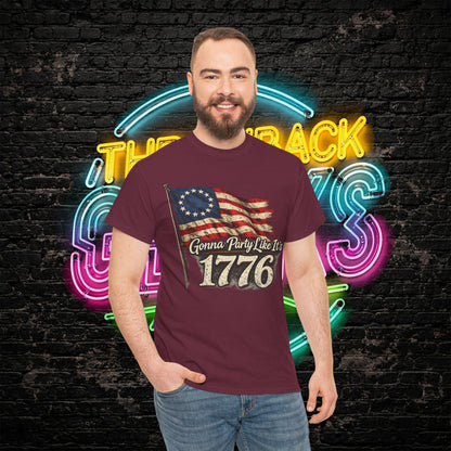 Gonna Party Like Its 1776 Tee Shirt | Distressed Betsy Ross Flag | Patriotic Vintage USA Tee | 4th of July Shirt | Gildan 5000