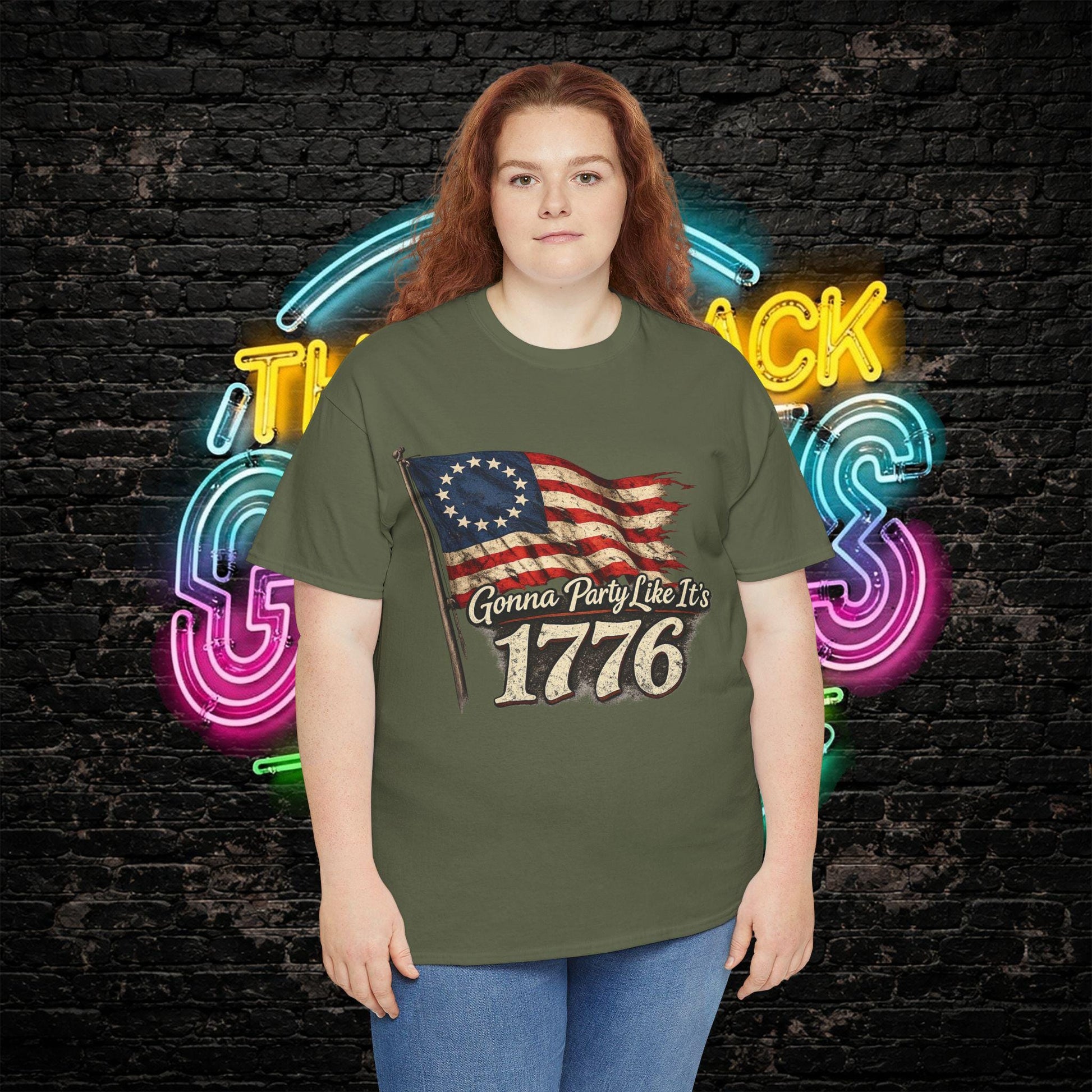 Gonna Party Like Its 1776 Tee Shirt | Distressed Betsy Ross Flag | Patriotic Vintage USA Tee | 4th of July Shirt | Gildan 5000