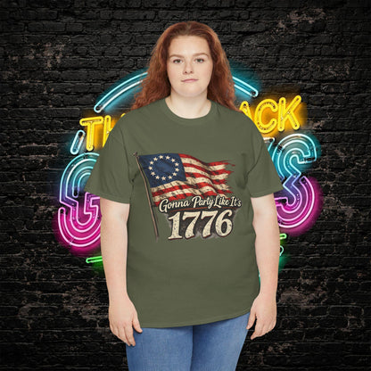 Gonna Party Like Its 1776 Tee Shirt | Distressed Betsy Ross Flag | Patriotic Vintage USA Tee | 4th of July Shirt | Gildan 5000