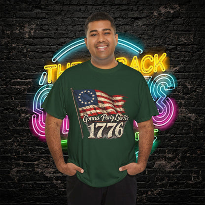 Gonna Party Like Its 1776 Tee Shirt | Distressed Betsy Ross Flag | Patriotic Vintage USA Tee | 4th of July Shirt | Gildan 5000