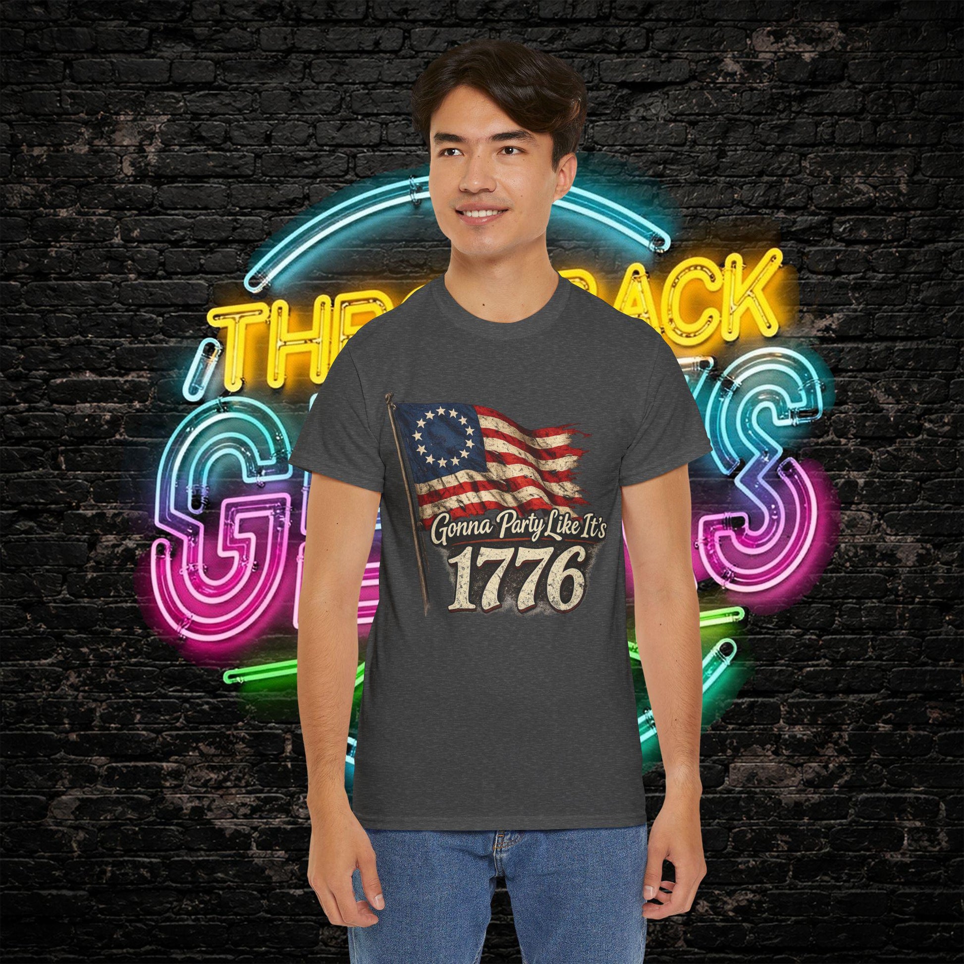 Gonna Party Like Its 1776 Tee Shirt | Distressed Betsy Ross Flag | Patriotic Vintage USA Tee | 4th of July Shirt | Gildan 5000