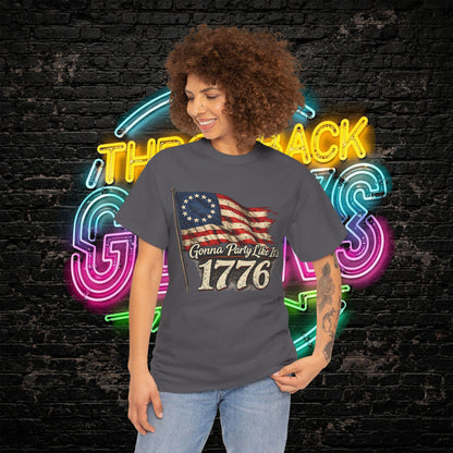 Gonna Party Like Its 1776 Tee Shirt | Distressed Betsy Ross Flag | Patriotic Vintage USA Tee | 4th of July Shirt | Gildan 5000